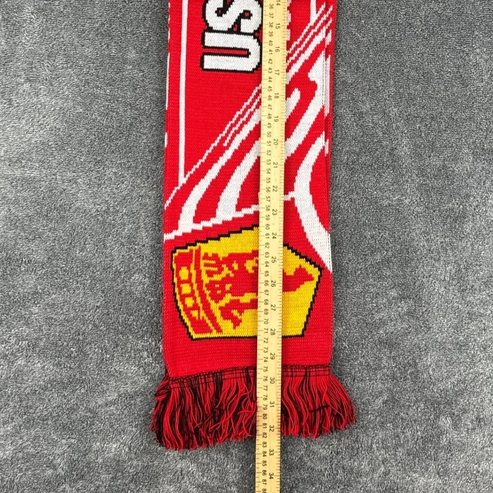 Ruffneck Scarves USA Support Tour Soccer Scarf Red White One Unit Fringed Knit